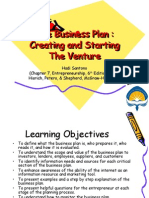 The Business Plan: Creating and Starting The Venture