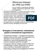 Major Differences Between Domestic HRM and IHRM