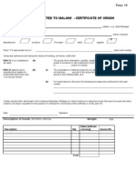 Certificate of Origin For Goods Exported To Malawi