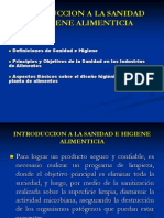 Introduccion A La Sanidad e Higiene Alimenticia