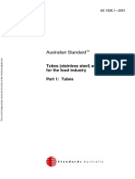 As 1528.1-2001 Tubes (Stainless Steel) and Tube Fittings For The Food Industry Tubes