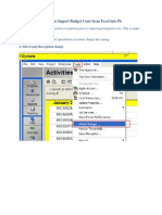 Changing P6 Settings To Import Budget Costs From Excel Into P6