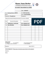 Hasan Juma Backer: Document Transmittal Form