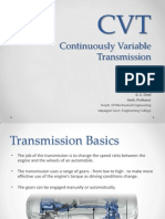 Continuously Variable Transmission: Presentation by Sixth Semester (2012) Under The Guidance of