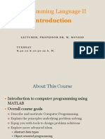 Programming Language II: Lecturer: Professor Dr. M. Moness