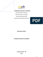 Relatório de FQ Exp. DIFUSÃO DE GASES