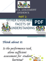 Stage: Assessment Evidence: Other Evidences and Facets of Understanding