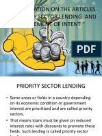 Presentation On The Articles "Priority Sector Lending and Statement of Intent "