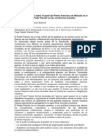 Algunas Reflexiones Sobre El Papel Del Frente Francisco de Miranda en El Fortalecimiento Del Poder Popular en Las Condiciones Actuales