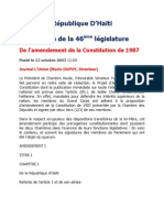 L'Amendement (Avorté Et Annulé) de La Constitution de 1987 en 2003 Sous La Présidence de Jean-Bertrand Aristide