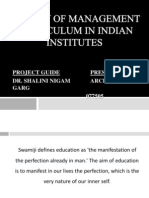 A Study of Management Curriculum in Indian Institutes