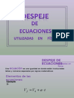 Despeje de Ecuaciones en Fisica