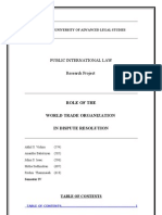 Public International Law - Project WTO and Dispute Settlement