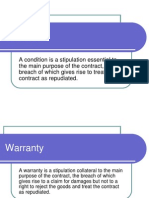 Condition and Warranties