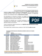 Padrón Guerrero Cumple Región Centro, Municipio de Chilpancingo de Los Bravo