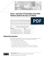 Cisco 1-And 2-Port T1/E1 Multiflex Voice/WAN Interface Cards For The Cisco 1721 Router