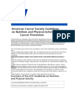 American Cancer Society Guidelines On Nutrition and Physical Activity For Cancer Prevention