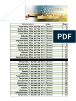 Reavivados Por Sua Palavra - Tabela de Acompanhamento