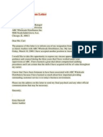 Sample Resignation Letter