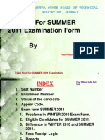 Training For SUMMER 2011 Examination Form By: Maharashtra State Board of Technical Education, Mumbai