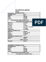 Bostik India Private Limited: Equipment Master Equipment Technical Data