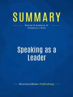 Speaking as a Leader (Review and Analysis of Humphrey's Book)