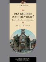 Des Régimes d'authenticité: Essai sur la mémoire patrimoniale