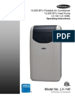 Model No. LX-140: 14,000 BTU Portable Air Conditioner 12,000 BTU Heat Pump