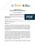 Relatoría Taller de Crónica "La Barranquilla de García Márquez"