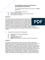 Unit 5: Glucose Metabolism and Glucose Homeostasis Study Questions and Answers