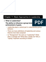 Chapter 11: Basic Approaches To Leadership