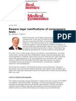 Beware Legal Ramifications of Unnecessary Tests