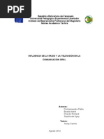 Influencia de La Radio y La Televisión en La Comunicación Oral