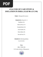 Analysis of Case Study & Inflation in India (Mar'08-Aug'09) : Subject: Managerial Economics