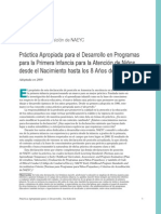 Declaración de Posición NAEYC 2009 Práctica Apropiada para El Desarrollo en Programas para La Primera Infancia para La Atención de Niños Desde El Nacimiento Hasta Los 8 Años de Edad