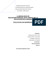 Ensayo de La Modalidad de Educacion Especial