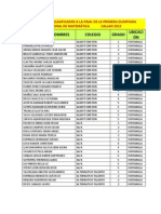 Estudiantes Clasificados A La Final de La Primera Olimpiada Regional de Matemática Callao 2012