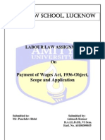 Payment of Wages Act, 1936-Object, Scope and Application-Labour Aw