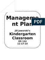 Manageme NT Plan: Kindergarten Classroom