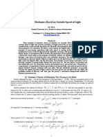 Relativistic Mechanics Based On Variable Speed of Light: V C K T Z y X K K X K X V T A A X V T X X V T V X V T