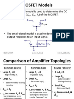 MOSFET Models: - The Large-Signal Model Is Used To Determine The DC Operating Point (V, V, I) of The MOSFET