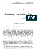 El Constitutivo Formal Del Ente Finito