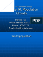 Lecture 10: Population Growth: Dafeng Hui Office: Harned Hall 320 Phone: 963-5777 Email: Dhui@tnstate - Edu