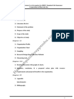 A Project Report On Customer Awareness Level in Market For HDFC Standard Life Insurance Corporation in Dharwad City