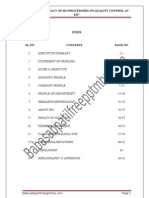 A Project Report On A Study On Impact of Iso Procedures On Quality Control at Sis