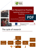 From Research To Practice: Applying Evidence Across Countries