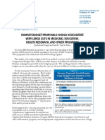 Romney Budget Proposals Would Necessitate Very Large Cuts in Medicaid, Education, Health Research, and Other Programs