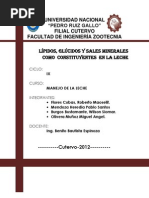 Glucidos, Lipidos y Sales Minerales en La Leche