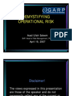 Demystifying Operational Risk: Asad Ullah Saleem April 19, 2007