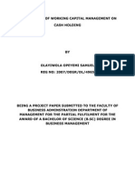 The Effect of Working Capital Management On Cash Holding